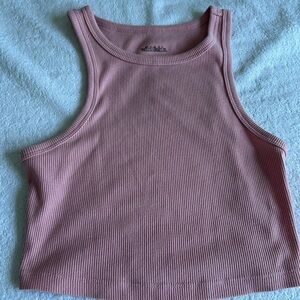 Wild Fable Pink Ribbed Crop Tank Top